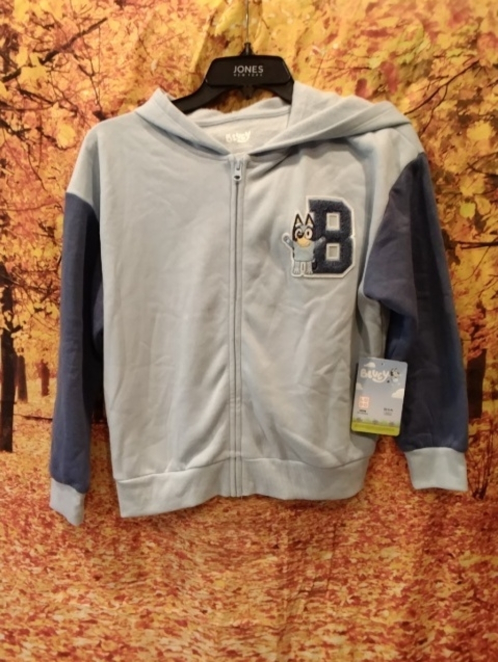 Light Blue Zip-Up Hoodie for Kids Size Large Or 10/12 Unisex As Is